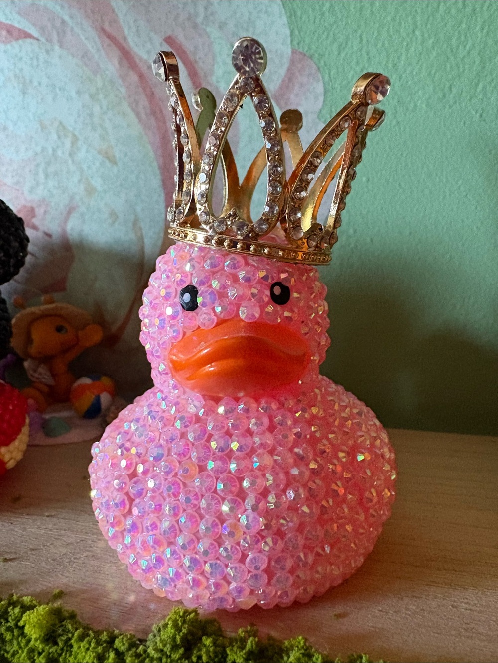 Pink Jeweled Rubber Duck with Crown - Kids Accessories